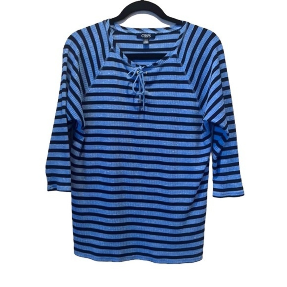 Chaps Women’s Blue Striped Shirt Size Small